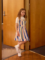 90'S BOLD STRIPE HEIDI DENIM PINAFORE DRESS