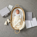 CREAM BASKET WEAVE KNIT BLANKET