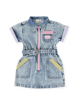 PASTEL POP PIPER DENIM BELTED DRESS