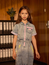 PASTEL POP PIPER DENIM BELTED DRESS
