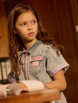 PASTEL POP PIPER DENIM BELTED DRESS