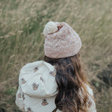 POM POM BEANIE - Blush Speckle