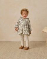 RUFFLE COLLAR BUTTON DRESS - Green Floral