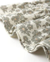 RUFFLE COLLAR BUTTON DRESS - Green Floral