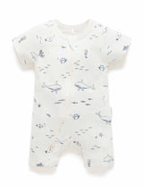 SHORT ZIP GROWSUIT - Vanilla Nautical