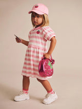 STRAWBERRY STRIPE PUFF SLEEVE DRESS