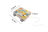 WOODEN BLOCKS AND PULL ALONG CART - Blue multi
