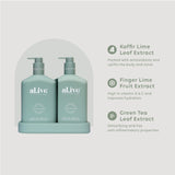 WASH & LOTION DUO + TRAY - KAFFIR LIME & GREEN TEA
