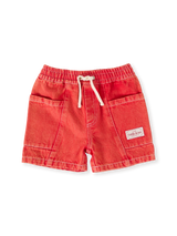 NOAH DENIM POCKET SHORTS - Apple Red