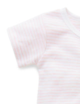 SHORT ZIP GROWSUIT - Pale Pink Melange Stripe