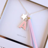 'A' PINK GLITTER INITAL Necklace
