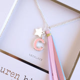 'C' PINK GLITTER INITAL Necklace