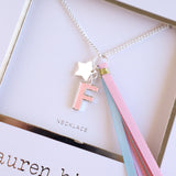 'F' PINK GLITTER INITAL Necklace