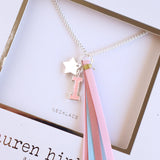 'I' PINK GLITTER INITAL Necklace