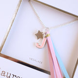 'J' PINK GLITTER INITAL Necklace