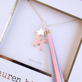 'K' PINK GLITTER INITAL Necklace
