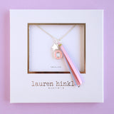 'O' PINK GLITTER INITAL Necklace