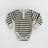 OLIVE STRIPE LONG SLEEVE BODYSUIT