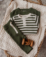 OLIVE STRIPE LONG SLEEVE BODYSUIT