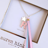 'R' PINK GLITTER INITAL Necklace