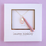 'U' PINK GLITTER INITAL Necklace