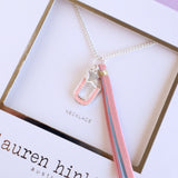 'U' PINK GLITTER INITAL Necklace