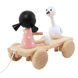 WOODEN PULL ALONG GIRL AND SWAN - Jasmine & Josephine