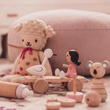 WOODEN PULL ALONG GIRL AND SWAN - Jasmine & Josephine