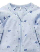 ZIP GROWSUIT - Pale Blue Leaf