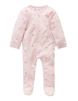 ZIP GROWSUIT - Pale Pink Leaf