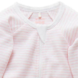 ZIP GROWSUIT - Pale Pink Melange Stripe