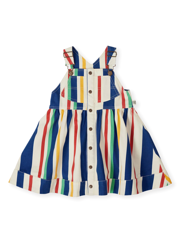 90'S BOLD STRIPE HEIDI DENIM PINAFORE DRESS