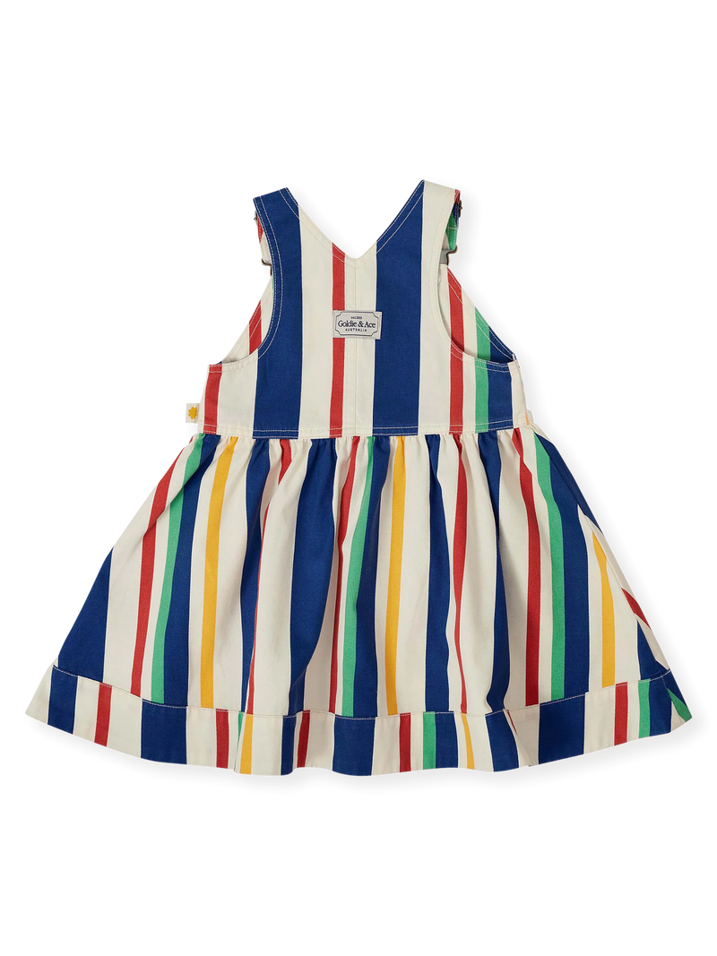 90'S BOLD STRIPE HEIDI DENIM PINAFORE DRESS