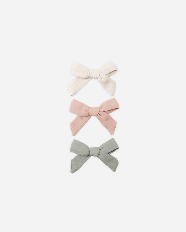 BOW CLIP SET - Natural, Fern, Rose