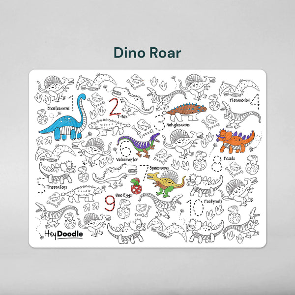 DINOROAR 123 Dinosaur Theme Classic Colouring & Doodle Mat