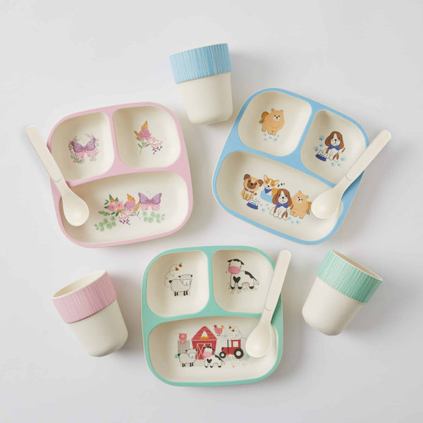 PAWSOME BAMBOO 3PC DIVIDER DINNER SET