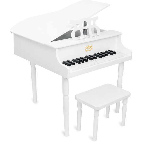 GRAND PIANO AND STOOL - White