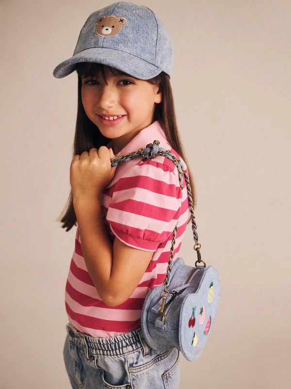 I HEART FRUIT DENIM SHOULDER BAG