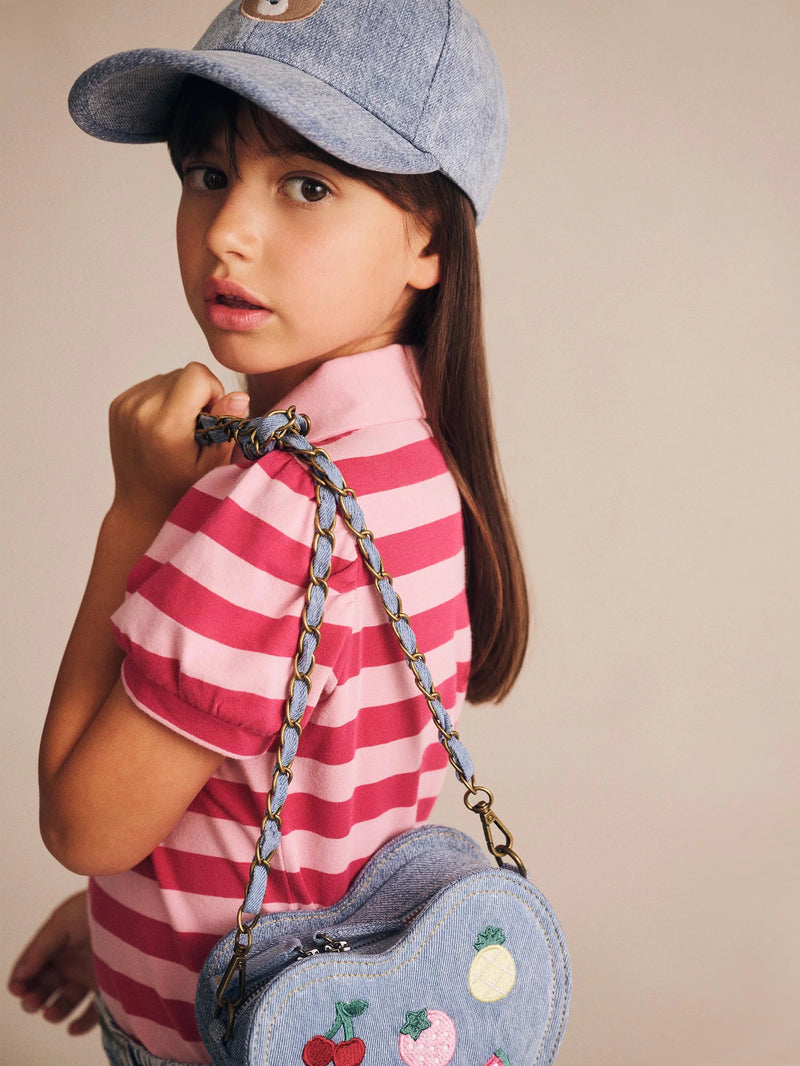 I HEART FRUIT DENIM SHOULDER BAG