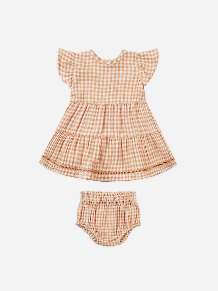 LILY DRESS - Melon Gingham