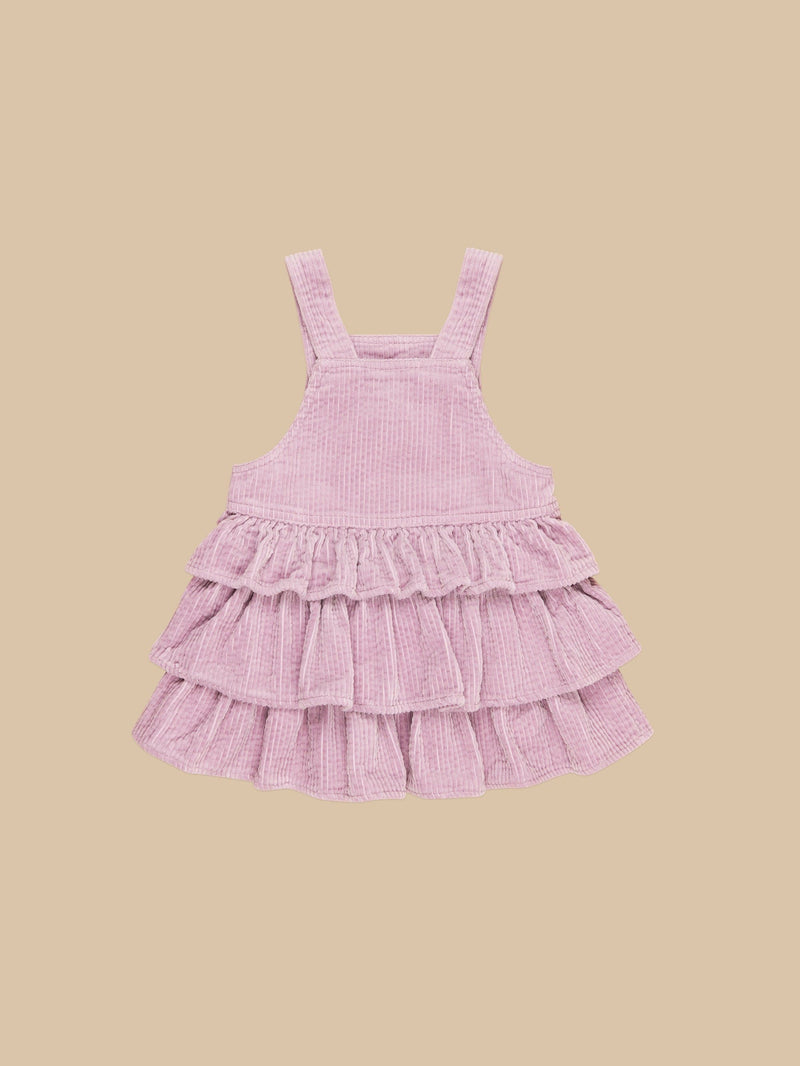 ORCHID CORD FRILL OVERALL DRESS