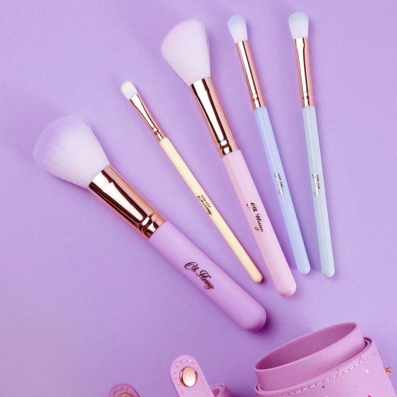 5-PIECE RAINBOW MAKEUP BRUSH SET