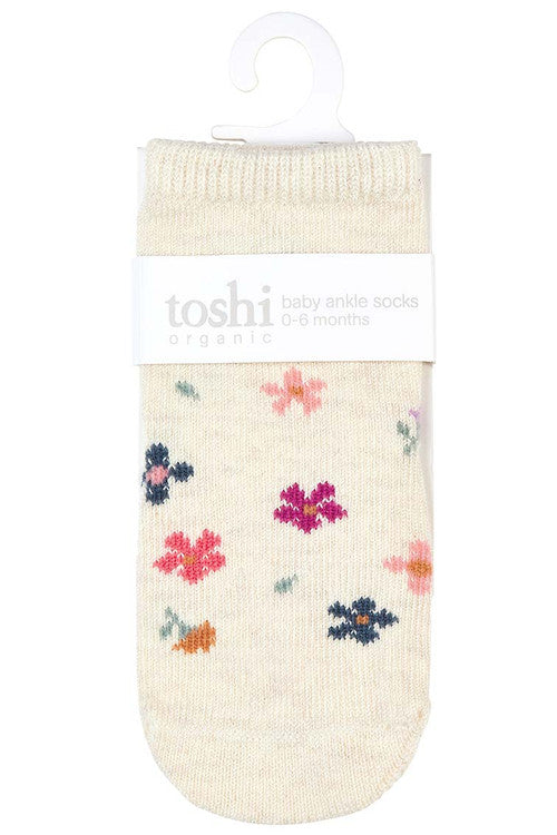 ORGANIC SOCKS ANKLE - Jacquard Wild Flowers