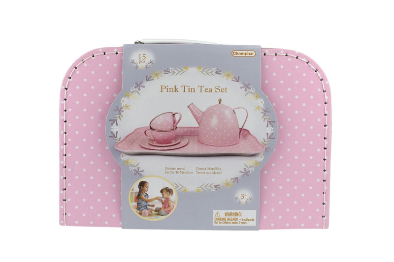 PINK TIN TEA SET IN SUITCASE 15PCS