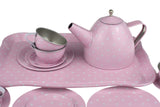 PINK TIN TEA SET IN SUITCASE 15PCS