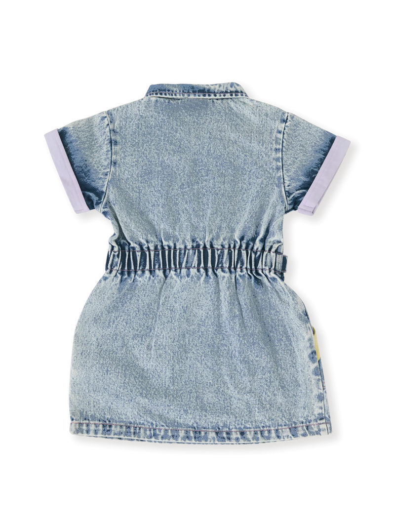 PASTEL POP PIPER DENIM BELTED DRESS