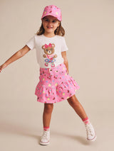 PINK FRUIT EMOJI FRILLY SKIRT