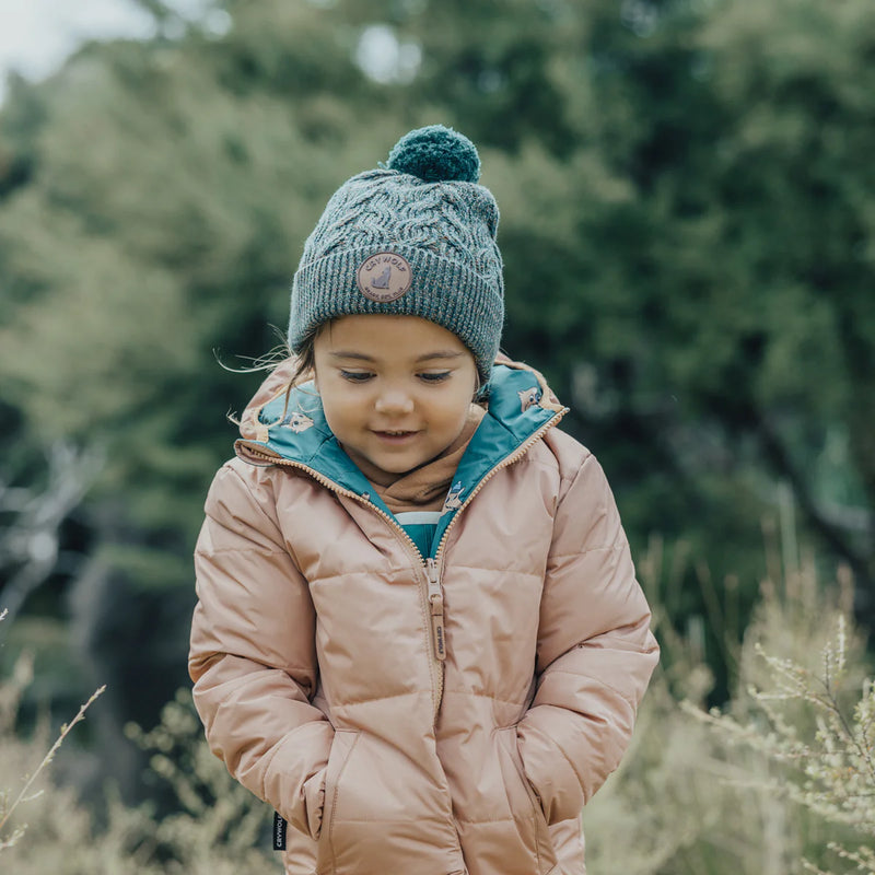 POM POM BEANIE - Forest Speckle