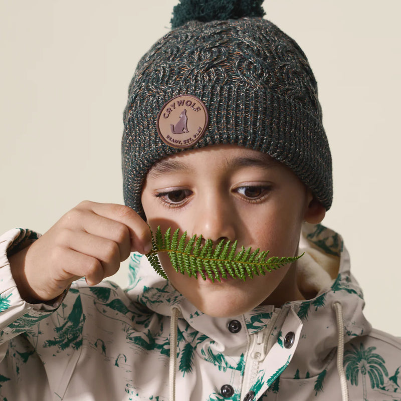 POM POM BEANIE - Forest Speckle