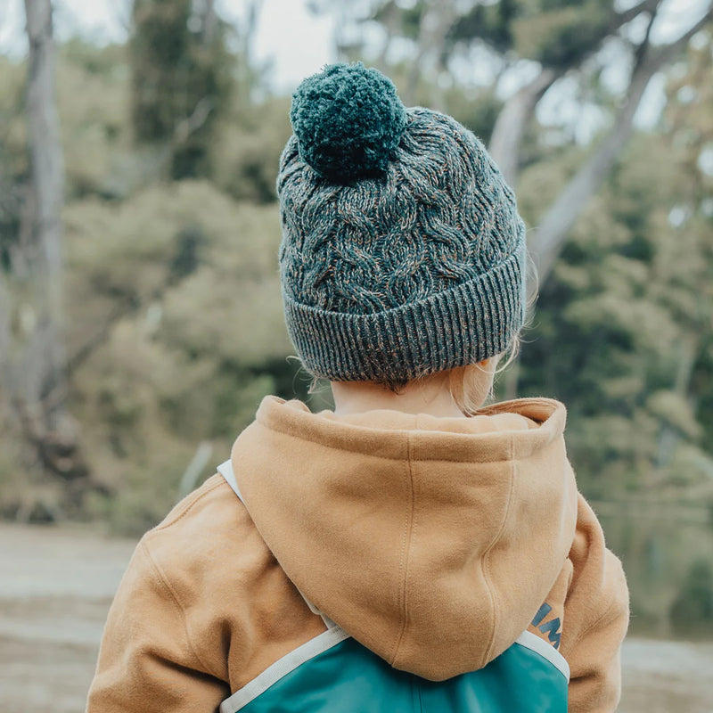 POM POM BEANIE - Forest Speckle